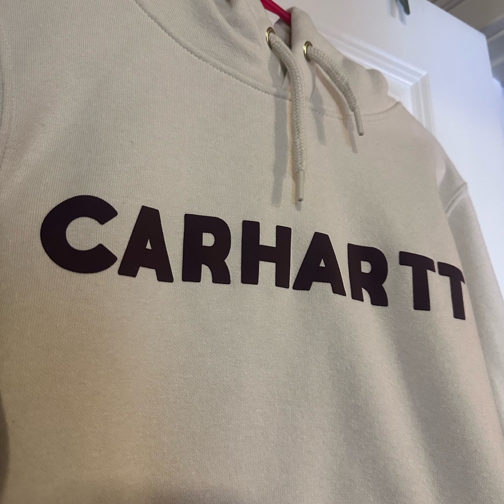 Carhartt Off-White Hoodie with purple Logo - Picture 3 of 4